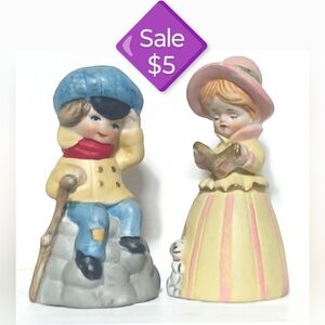 💢Sale💢 1970's Jasco Merri Porcelain Boy & Girl Bells,